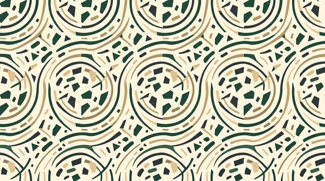 Abstract organic swirl seamless pattern with terrazzo mosaic textures