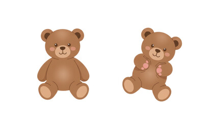 Fototapeta premium Two Cute Brown Teddy Bears Sitting Together