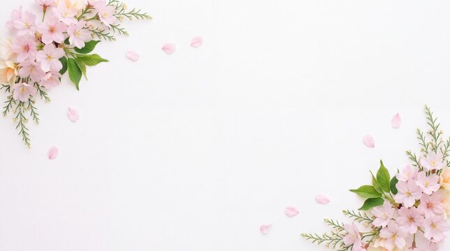 Cherry Blossom Corner Frame on White