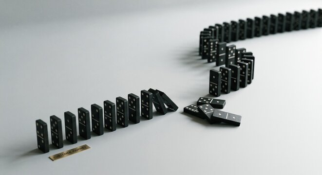 Broken Customer Journey Domino Concept on Minimal Background