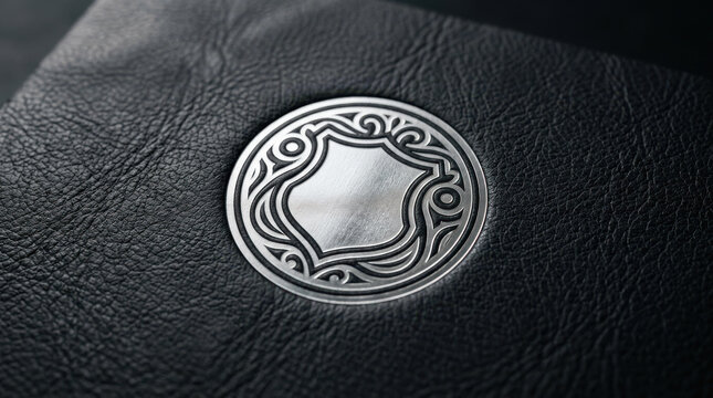 Logo Mockup Leather Texture Silver Logo Embossed Logo Leather Debossed