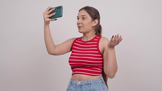 Indian Teenage Girl Vlogging with Mobile Phone