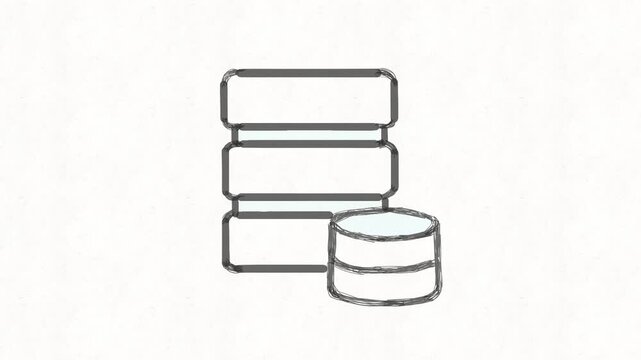 
Server stack with database icon animation representing data storage, database management, hosting, backup, cloud infrastructure, information systems and enterprise technology.