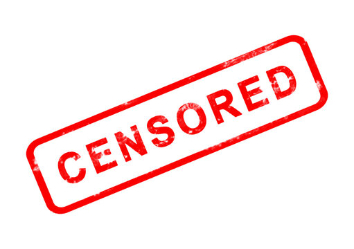 Red distressed CENSORED stamp mark isolated on transparent background for privacy, restricted content, document editing, and moderation concepts.