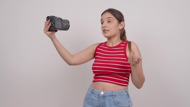Indian Teenage Girl Vlogging with Mirrorless Camera