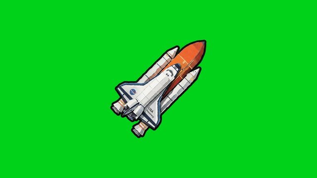 A detailed illustration of a space shuttle isolated on a green background.