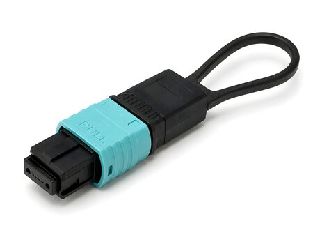 MPO Fiber Optic Loopback Adapter Isolated on White Background