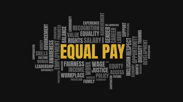 Equal Pay Animated Word Cloud Video with Concepts of Workplace Rights,