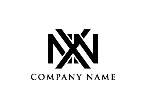 Abstract geometric company logo design with black and white typography nxn xnn nnx letter