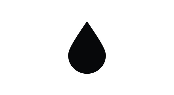Black teardrop silhouette against a white background simple graphic design