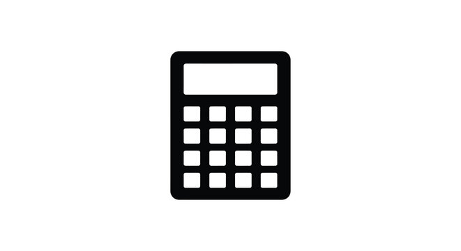 Black calculator silhouette on a white background a simple design element