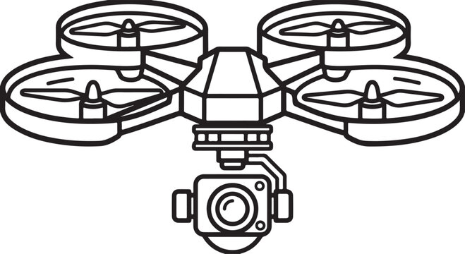 Modern quadcopter drone with camera vector illustration for aerial photography and surveillance technology icon