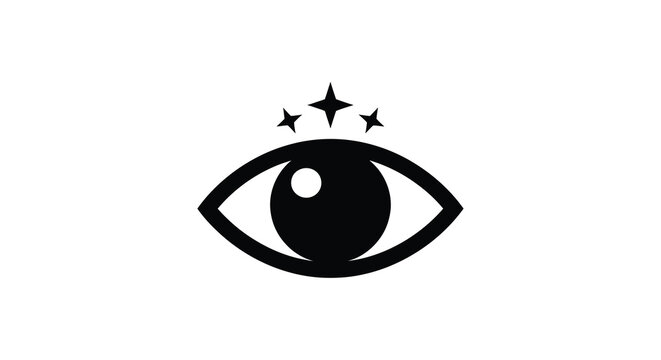 Eye silhouette with stars above on a white background
