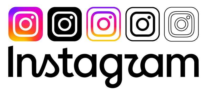 Set of Instagram app icons, isolated on transparent background, vector illustration. Instagram is an American photo and video sharing social networking service owned by Meta Platforms