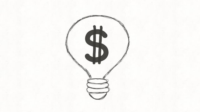 
Animated light bulb with dollar sign representing a profitable idea, business opportunity, investment, financial strategy and income growth. Simple concept for startup, financ