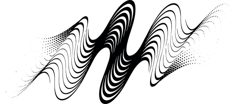 Abstract black wavy lines, Monochrome vector zebra stripe pattern, Dynamic graphic elements, Modern minimalist wave background, Fluid shape design, Curved contours