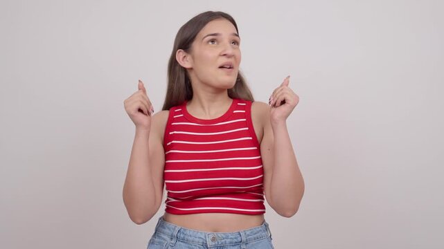 Indian Teenage Girl Counting on Fingers and Celebrating