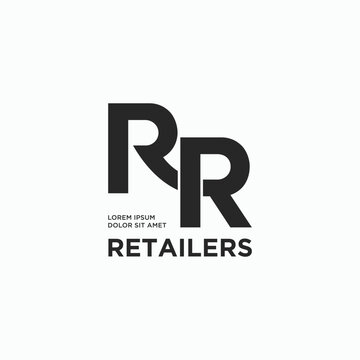 Letter RR bold connected line logo design. RR monogram minimal clean logotype