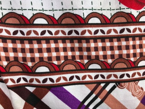 Detailed textile pattern featuring decorative borders and checked elements decorative border checked element fabric design cloth texture material