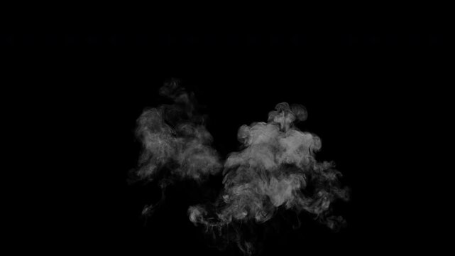Abstract realistic smoke cloud slowly rising and dissipating upward, soft white vapor puff transparent 4K light overlay video asset