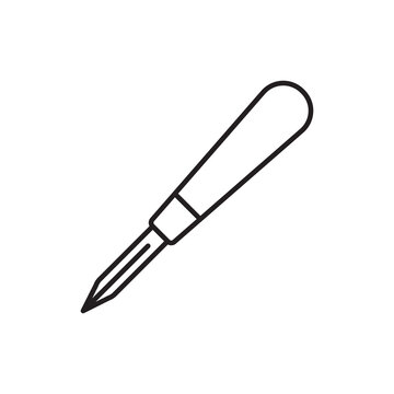 Minimalist line art icon of a manual creaser tool for scoring decorative margin lines on leather.