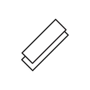 Minimalist line art icon of a sanding block stick for smoothing and shaping raw leather edges.