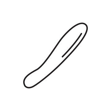 Minimalist line art icon of a smooth bone folder tool for creasing and burnishing leather seams.