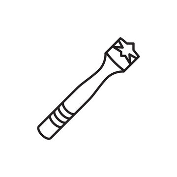 Minimalist line art icon of a metal decorative stamp punch for embossing patterns on leather.