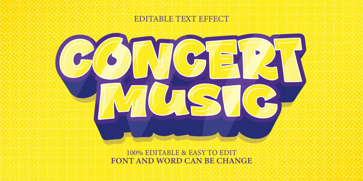 Consert music 3d editable text effect retro