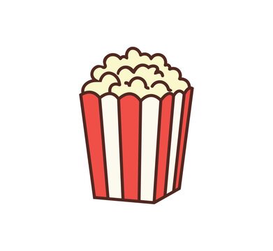 Red and white striped popcorn bucket vector illustration isolated on white background