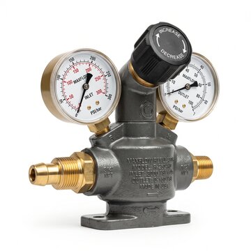 Air Pressure Gauge Isolated on White Background for Industrial Air, Water, Hydraulic Pressure Measurement and Engineering Equipment