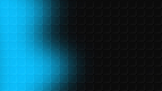 Vibrant 3D glassmorphism gradient background with blue geometric cube blocks and smooth shadow art