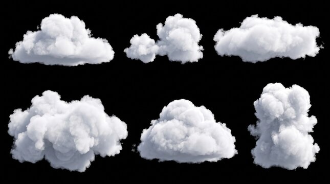 Clouds on black background with clouds white atmosphere isolated weather cumulus stratus graphic fluffy puffy soft sky