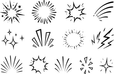 Set of hand drawn comic book starbursts and sparkles © Graphiqomas