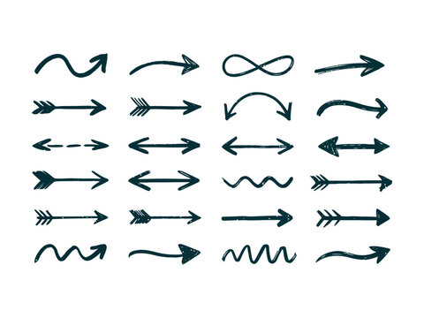  Dashed Curved Arrows. Directional pointer and flow symbols. Stippled line and arch arrow design. Curved dash arrow and movement icon
