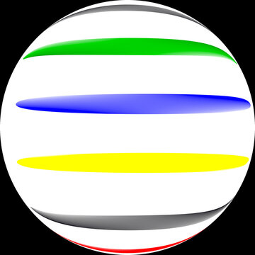Sfera con linee curve di vari colori che creano un effetto tridimensionale
