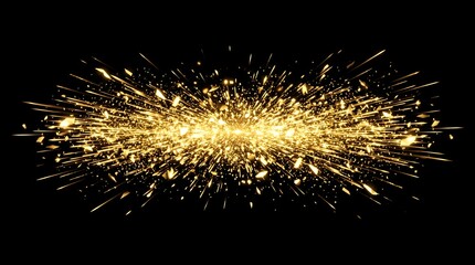 Obraz premium Golden sparkles fireworks effect with light bursts spreading through dark background