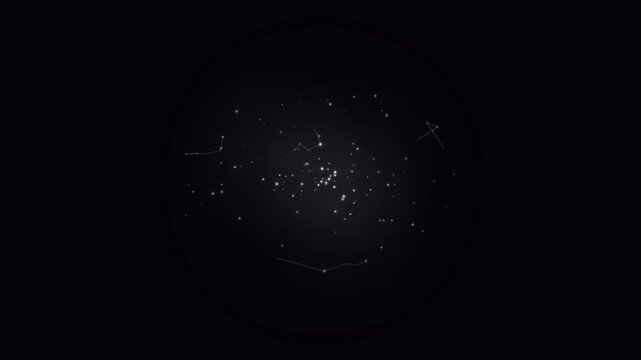 Galactic Stars and Constellations with Tech Overlay Background