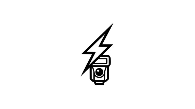 Isolated camera flash icon with lightning bolt symbol