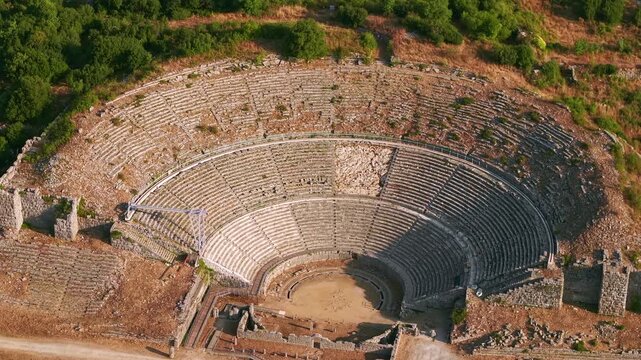 Aerial view of the Archaeological Site of Dodoni Ancient Theater, Epirus, Greece
