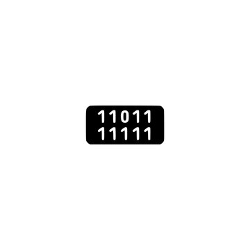 Binary code icon. Solid black glyph of binary digits for data programming and computing.