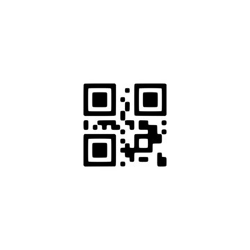 QR code icon. Solid black glyph of a qr code for scan payment and link.