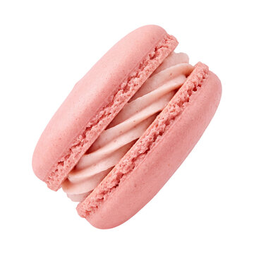 Pink macaron isolated on transparent background