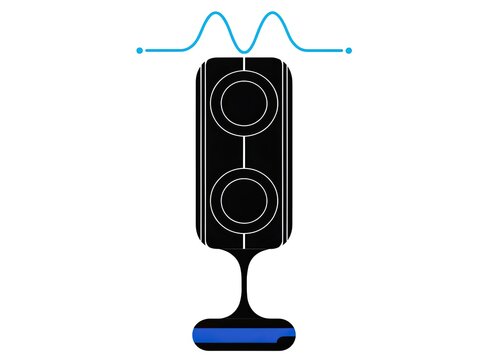 Synchronized wireless speakers, smart multi-room audio concept, isolated on white background
