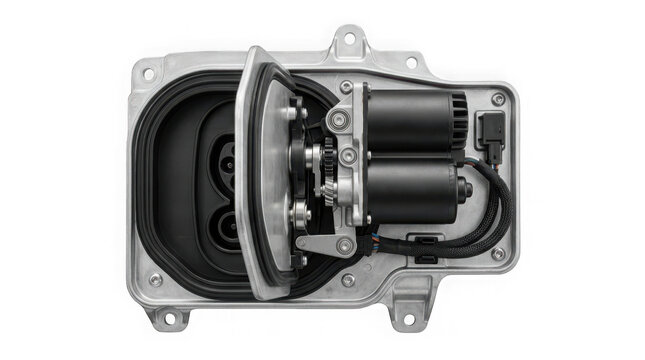 automotive engine electric auxiliary water pump component isolated on transparent background