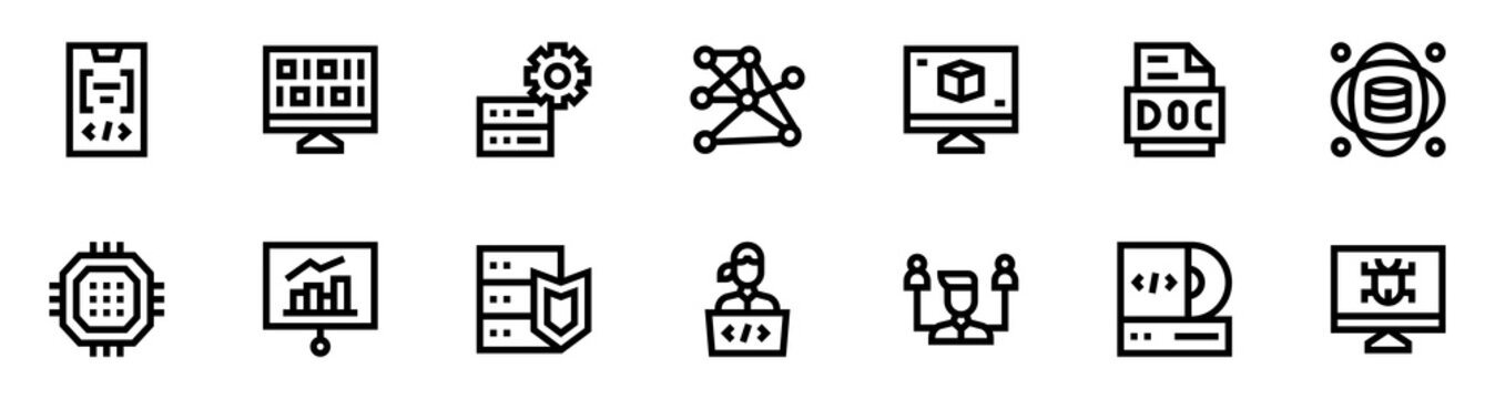 Programming Icons Set &ndash; Coding, Development & Software Vector Collection