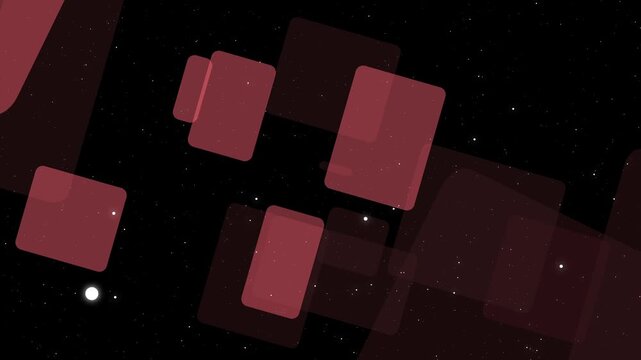 Abstract translucent rounded rectangles floating on a starry background animation