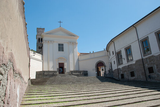 Facade of the Church of San Paolo in Albano Laziale, a town in the Castelli Romani area near Rome, in the Lazio region, Italy