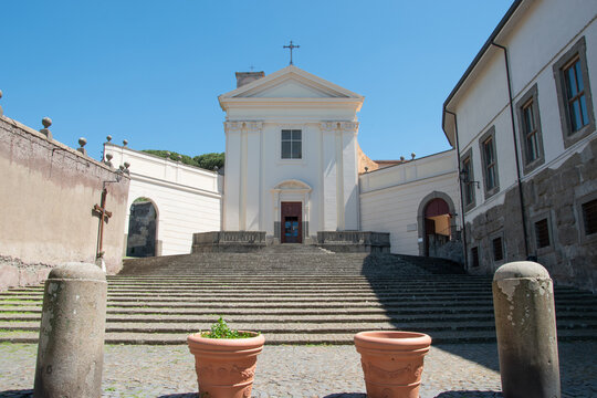 Facade of the Church of San Paolo in Albano Laziale, a town in the Castelli Romani area near Rome, in the Lazio region, Italy