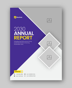 Brochure cover or annual report flyer design template for corporate business agency